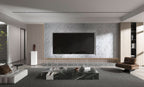 White gray pearl marble PVC wall panel TV feature wall in contemporary living room design