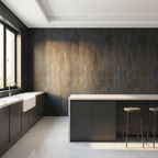Kitchen with charcoal stone finish PVC wall panels