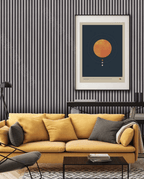Living room feature wall with black fluted wall panels and vertical slat design
