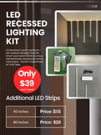 LED recessed lighting kit with vertical smart LED strip lights for fluted wall panels