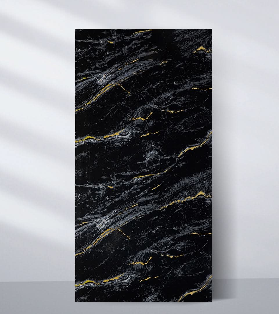 Midnight Gold black marble PVC wall panel with gold veining Main image