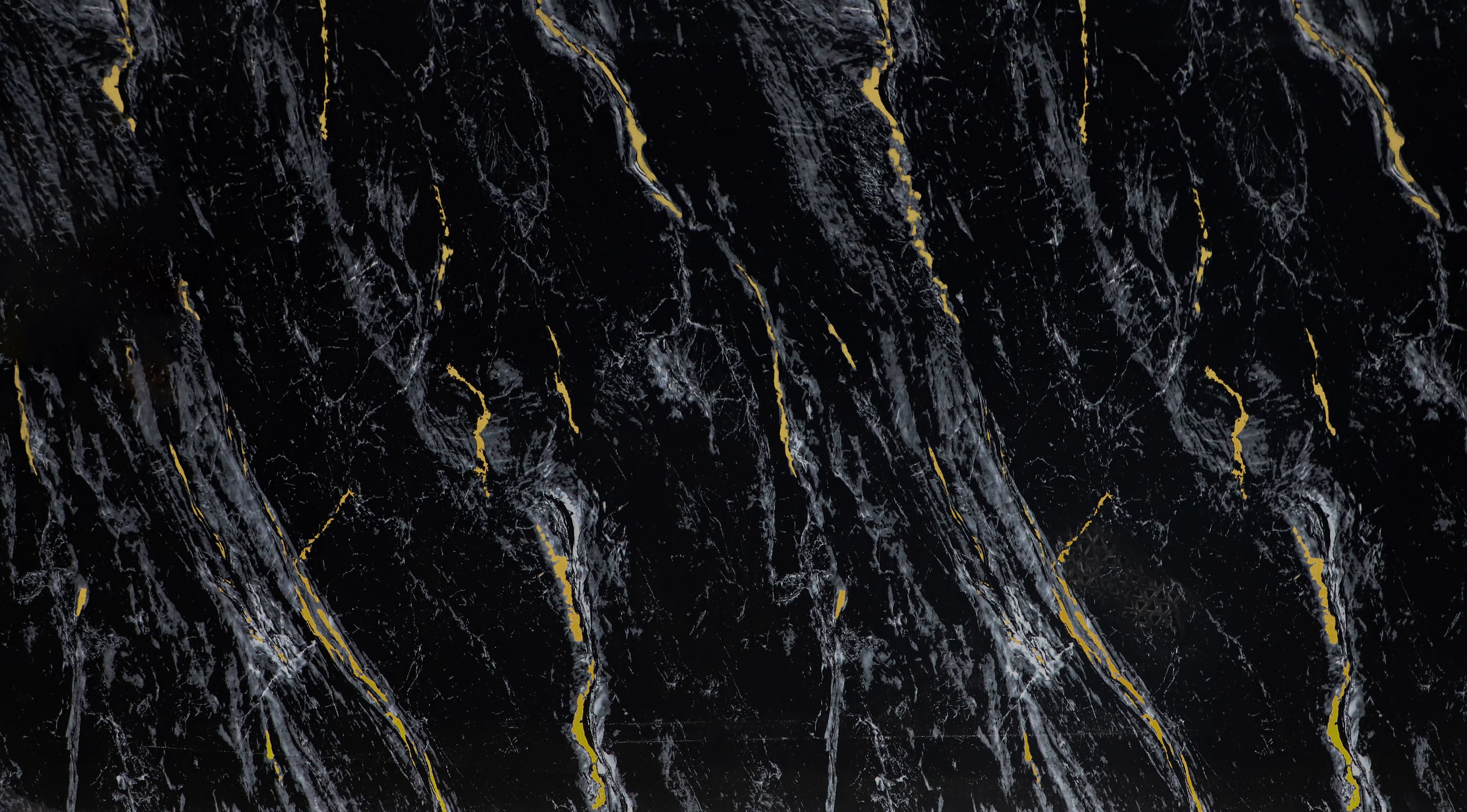 Midnight Gold black marble PVC wall panel texture with flowing gold veining