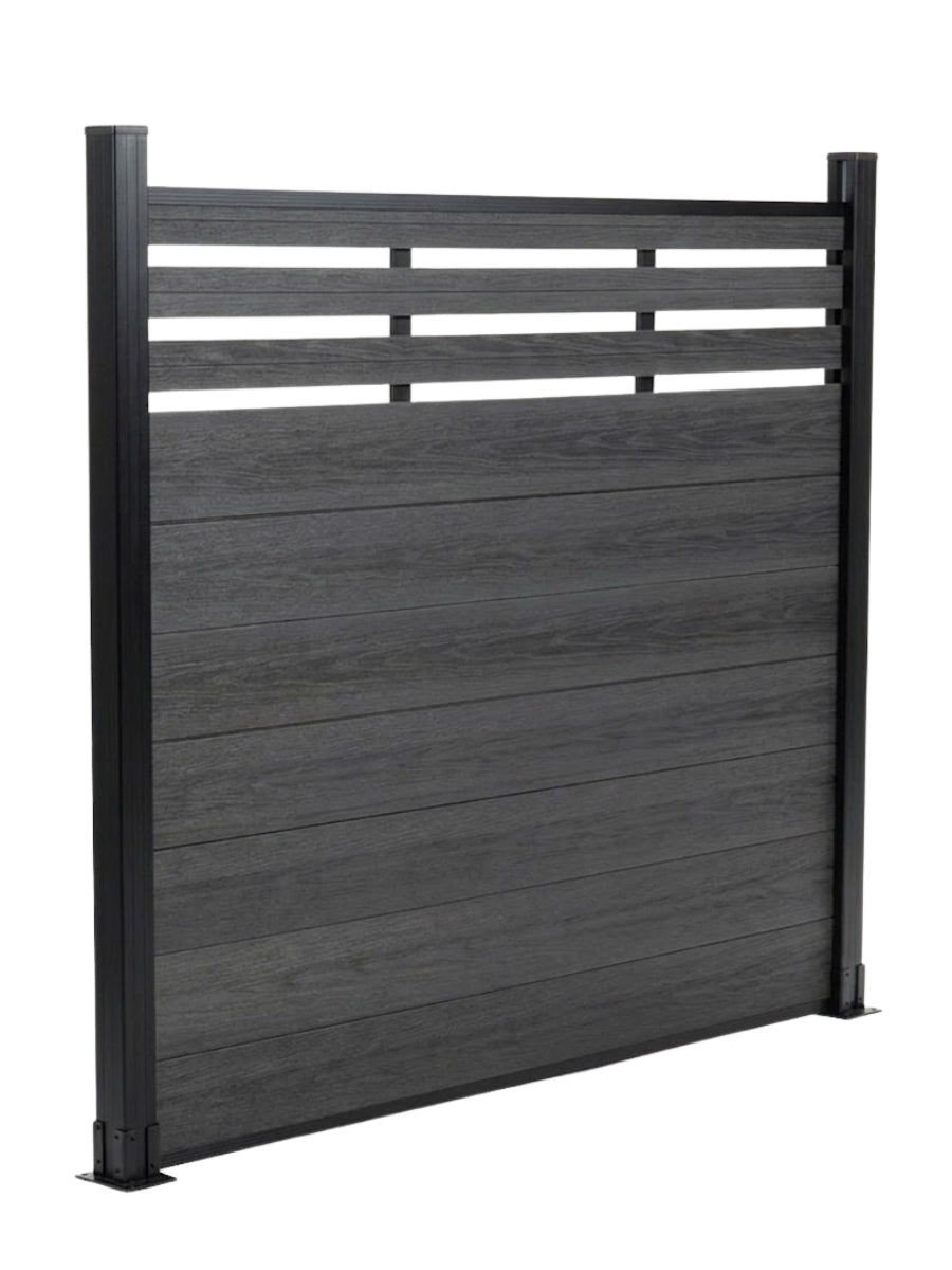 Black lattice top composite privacy fence panel for modern backyard design Main image