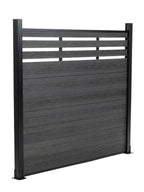 Black lattice top composite privacy fence panel for modern backyard design