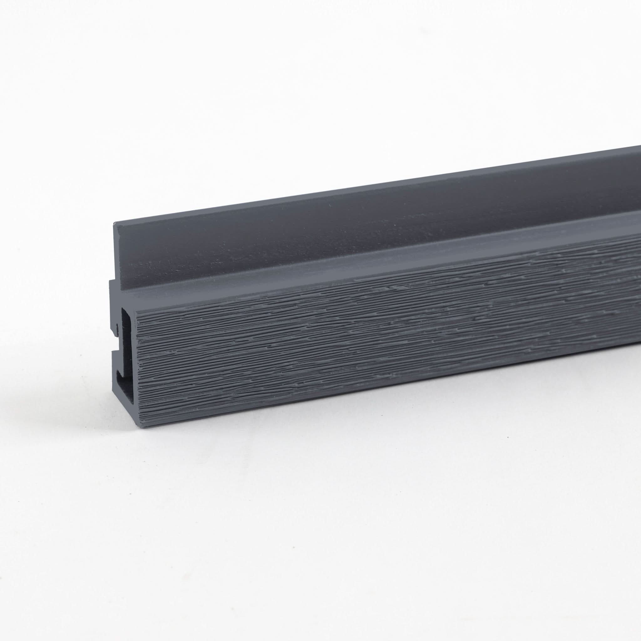 Dark gray composite trim profile with textured wood grain finish Main image