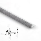 3mm aluminum outside corner trim with a gray textured rounded face and profile diagram