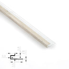 Light beige 3mm aluminum end cap trim profile with technical cross-section diagram