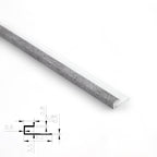 Gray 3mm aluminum end cap trim profile with technical cross-section diagram