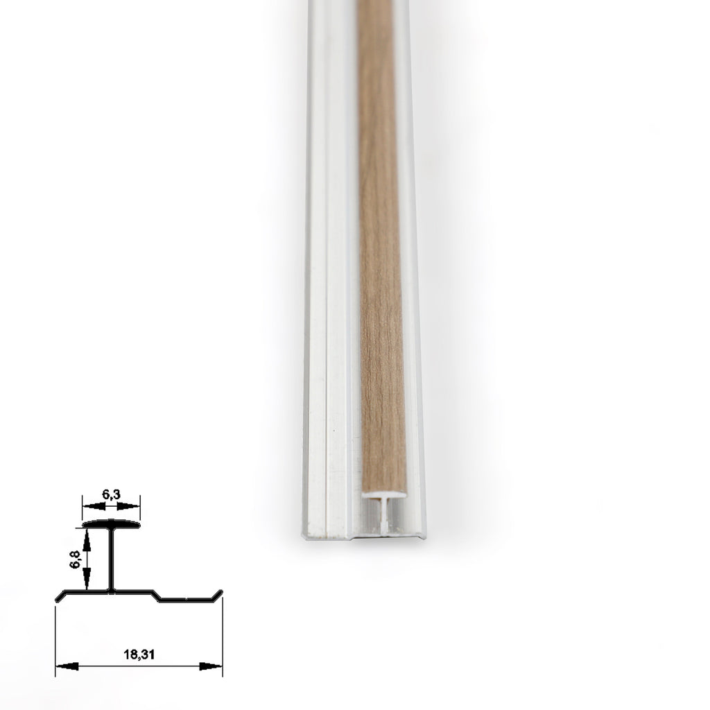 6.3mm Aluminum H-Joint Connection Trim for Wood Veneer Wall Panels – Matching Color
