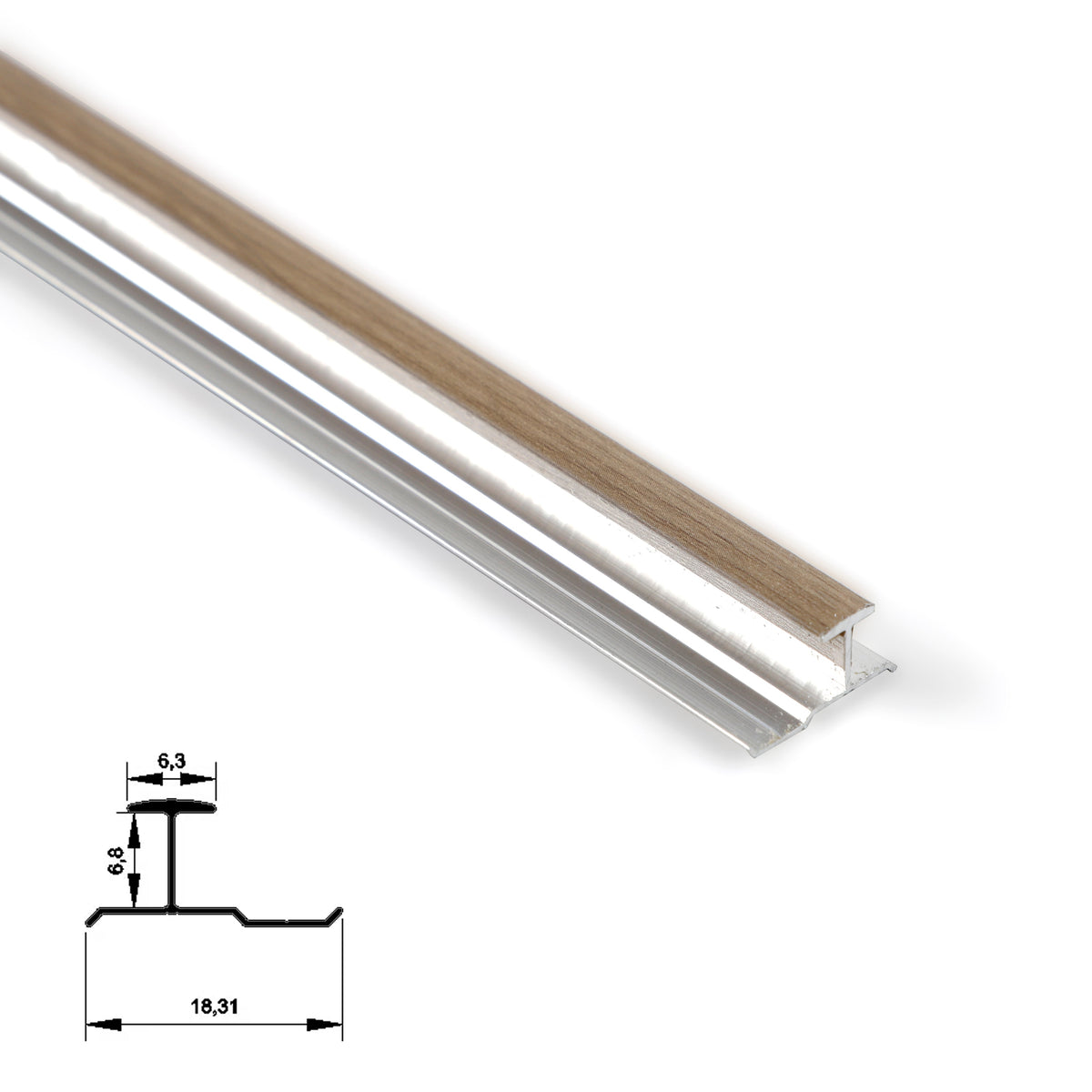 6.3mm Aluminum H-Joint Connection Trim for Wood Veneer Wall Panels – Matching Color
