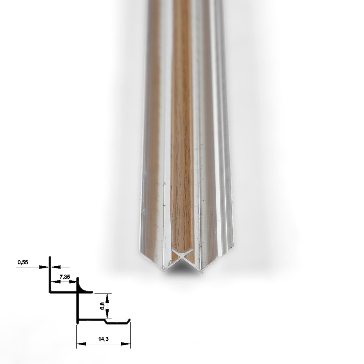 6.3mm Aluminum Inside Corner Trim for Wood Veneer Wall Panels – Matching Color