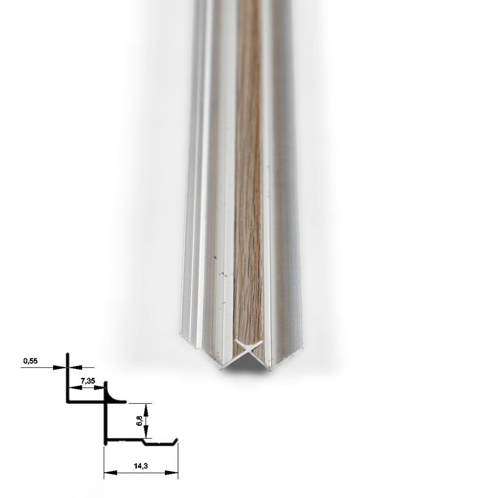 6.3mm Aluminum Inside Corner Trim for Wood Veneer Wall Panels – Matching Color