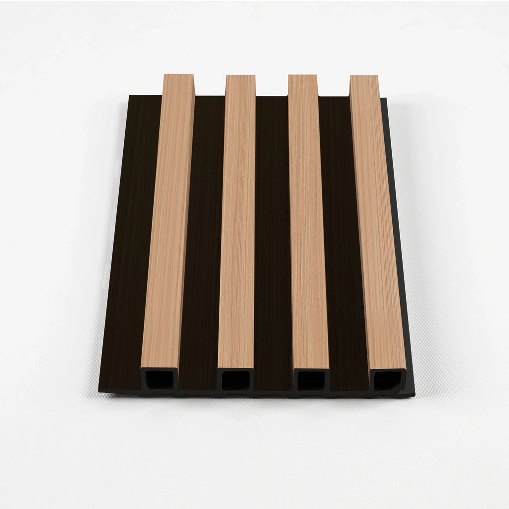 Maple Slate Black Easy-install WPC fluted wall panel sample for interior use