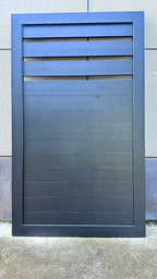 Dark gray composite slatted single fence gate with aluminum frame