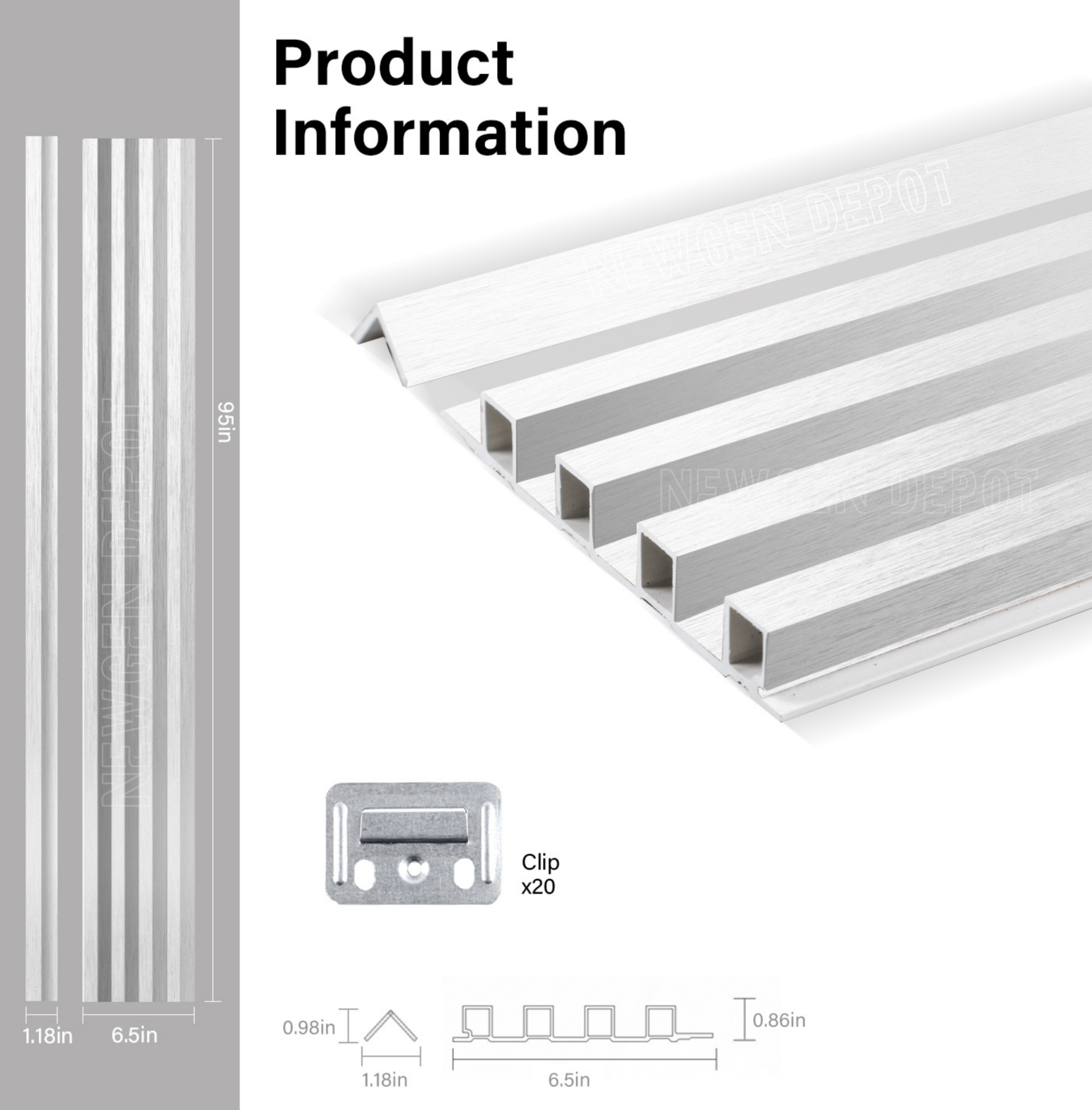 10-Pack Premium Solid Colors  WPC Fluted 3D Wall Paneling |  42.9 sq. ft./Box Secondary image