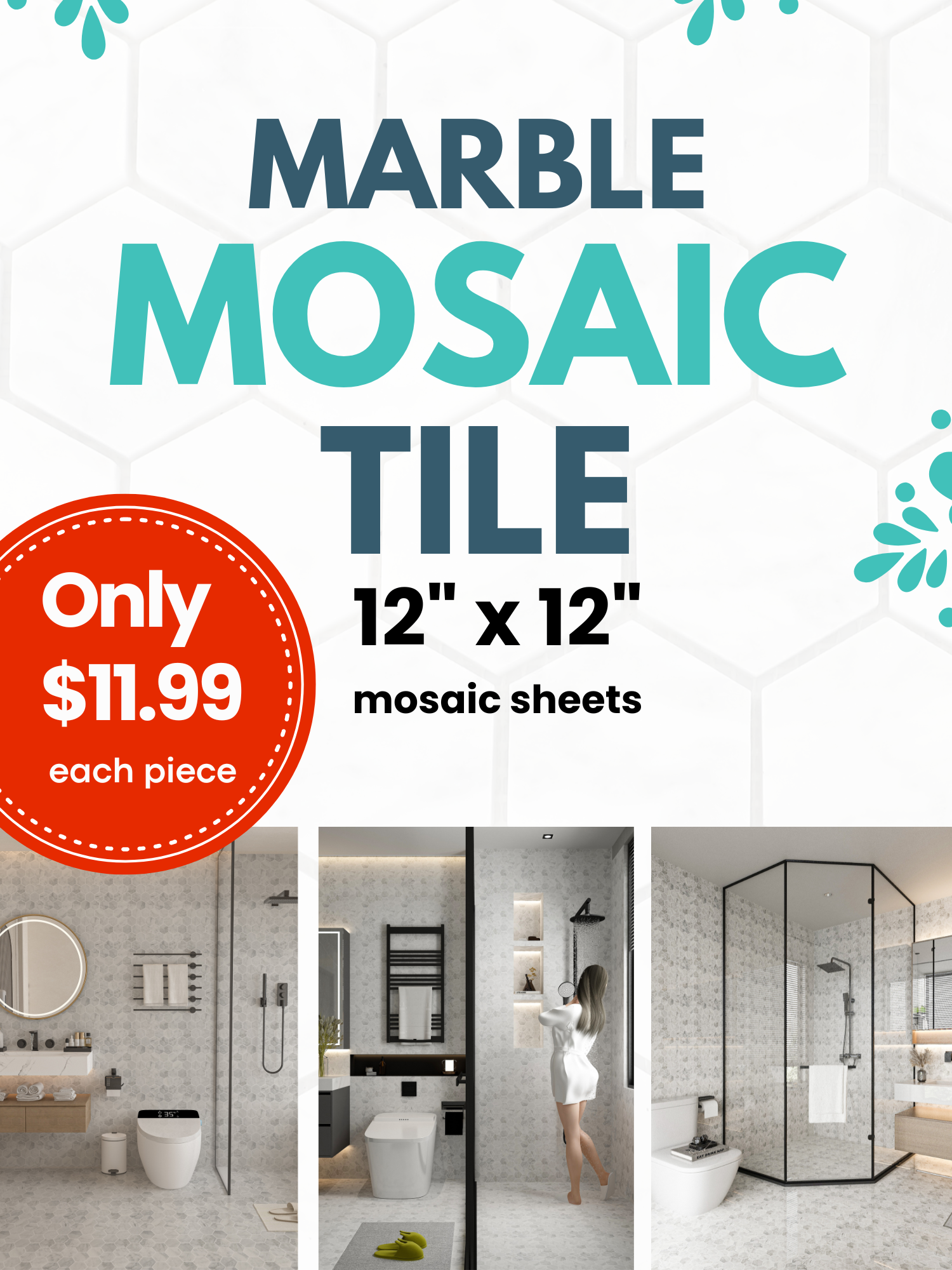Calacatta White Marble Tile
Hexagon Polished Marble Mosaic
Marble Mosaic Tile 12x12
Polished Marble Floor and Wall Tile
Luxury Hexagon Marble Tile Main image