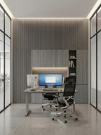 Oak Gray WPC Fluted Wall Panels for Modern Office Room Design