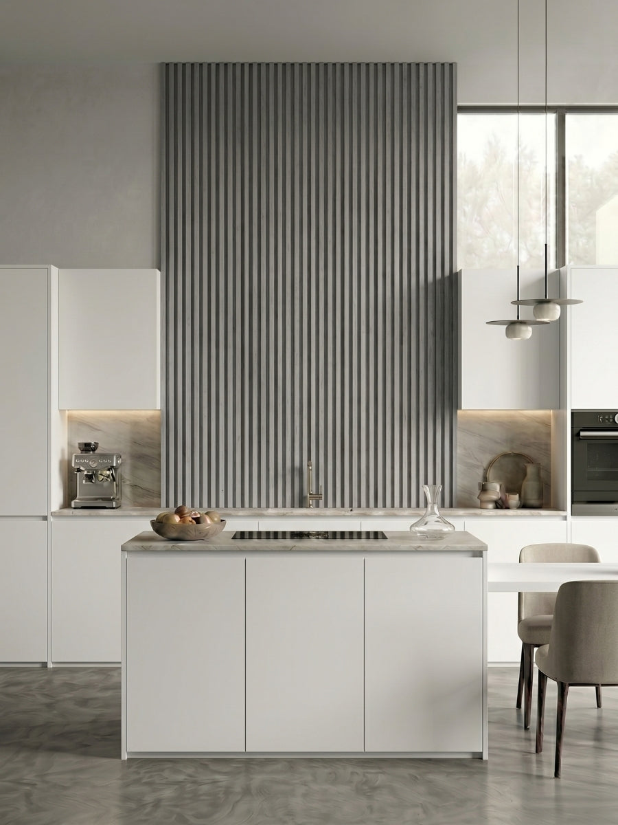 Waterproof Oak Gray Wall Panels for Contemporary Kitchen Wall Design