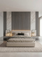 Oak Gray WPC Fluted Wall Panels for Modern Living Room Design