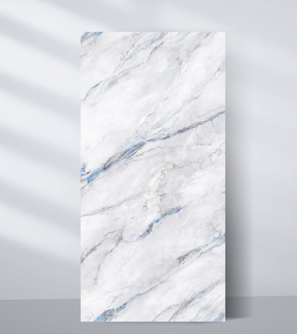 PVC Marble Sheet Wall Panel House Bluewave Marble Continuous pattern book match design 