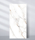 White marble veneer wall panel with soft gold veining