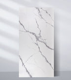 White marble PVC wall panel with soft gray veining and smooth polished finish