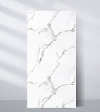 White marble wall panel with natural gray veining pattern
