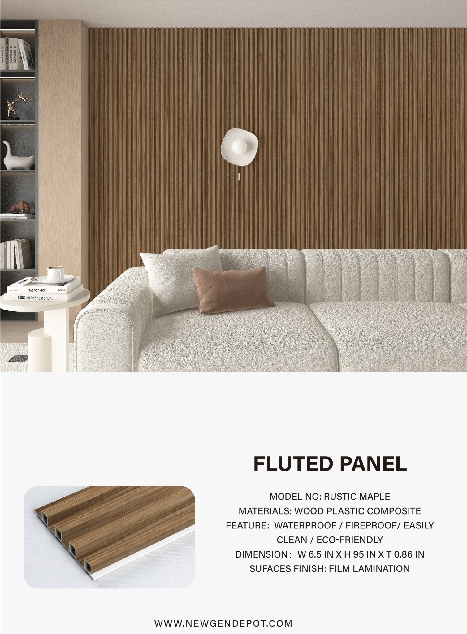 Wood Slat WPC Fluted Wall Panels. Sale! Main image