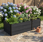 Durable raised garden bed with composite wood and metal frame