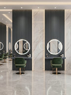 Silver Gray Metallic WPC Fluted 3D Wall Panels for Luxury Salon Interior