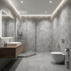 Textured grey stone PVC panels for walk in shower