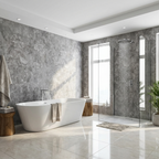 Moisture resistant grey stone look PVC wall covering