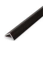 Deep brown wood-grain corner trim for acoustic and fluted wall panels