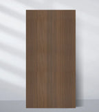 Rich brown wood veneer wall panel sample with fine vertical grain