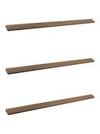 Set of three brown top lattice privacy composite fence replacement boards with wood-grain finish