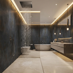 Waterproof charcoal marble look PVC sheets bathroom design