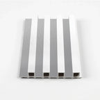 White Brushed Modern WPC fluted wall panel sample with vertical grooves
