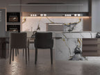 White deep gray marble PVC wall panel with gold veining