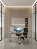 White Oak WPC Fluted Wall Panels for Modern Office Room Interiors