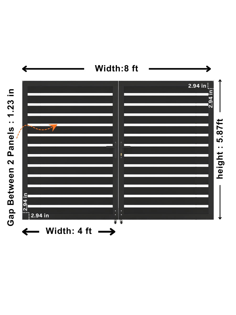 Aluminum Premium Fence Gate 8x6 – Modern, Heavy Duty, Semi Privacy Secondary image
