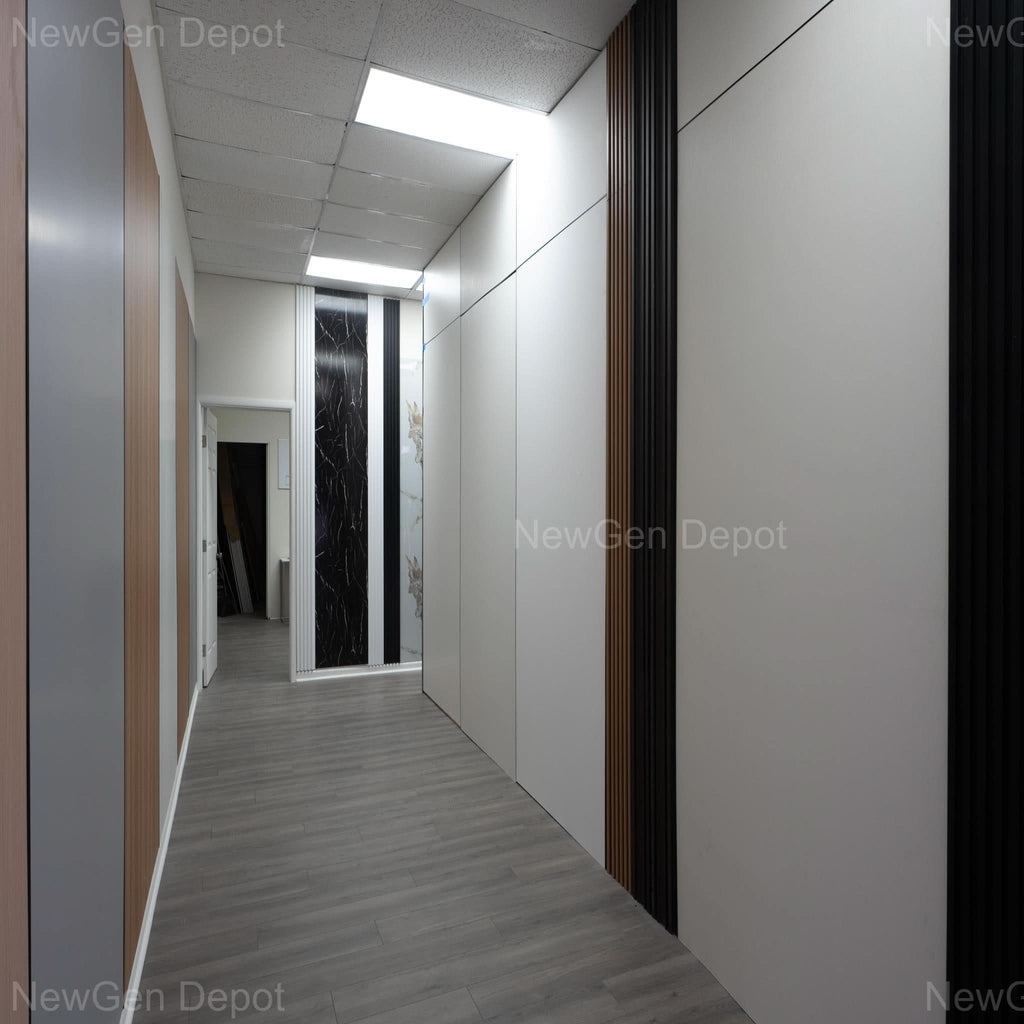Elmwood Bamboo Charcoal Wood Veneer Panel – 8x4 ft, 8 mm, Fireproof & Waterproof, Ideal for Living Rooms & Offices