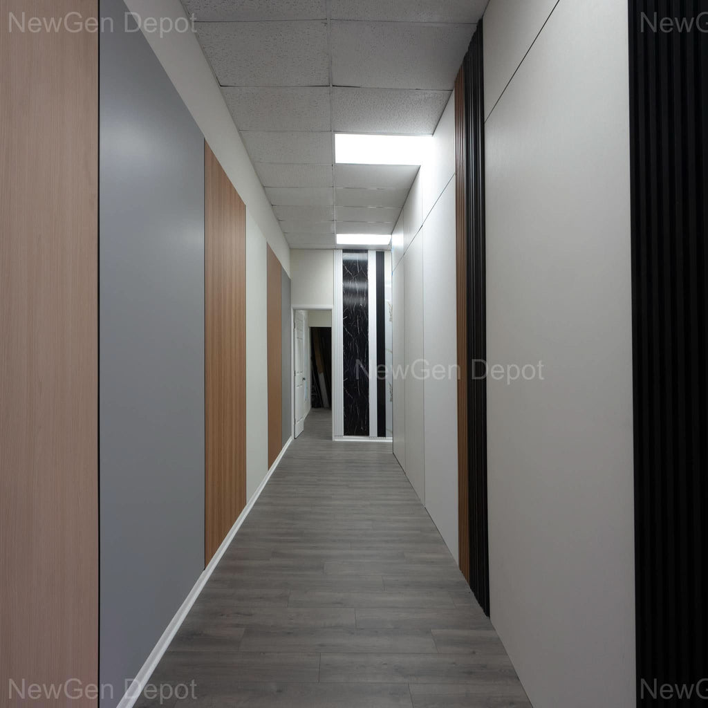 Elmwood Bamboo Charcoal Wood Veneer Panel – 8x4 ft, 8 mm, Fireproof & Waterproof, Ideal for Living Rooms & Offices