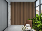Maple Slate Black WPC fluted wall panel used as modern indoor accent wall