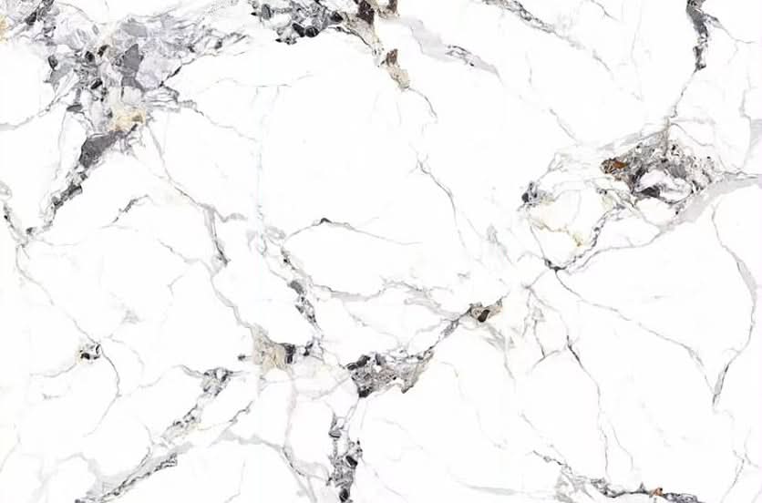 White marble surface with natural gray veining and polished stone appearance
