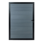Blue-gray composite single fence gate with aluminum frame and horizontal panels