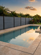 Contemporary light gray composite fence panel for backyard privacy
