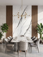 White Matte Marble waterproof PVC wall panel in dining room