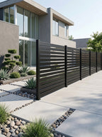 Contemporary aluminum open slat semi privacy fence panel