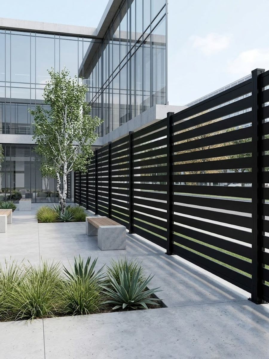 Premium black aluminum semi privacy fence for backyard
