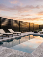 Luxury black aluminum semi privacy fence modern landscape